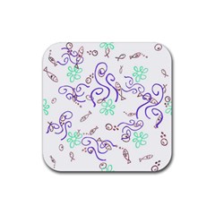 Fish Lilies Sea Aquatic Flowers Algae Bubble Animal Wildlife Nature Ocean Rubber Coaster (square) by Bedest