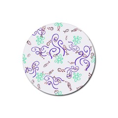 Fish Lilies Sea Aquatic Flowers Algae Bubble Animal Wildlife Nature Ocean Rubber Coaster (round) by Bedest