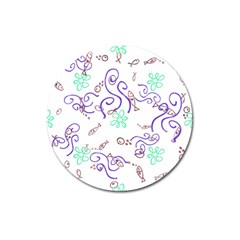 Fish Lilies Sea Aquatic Flowers Algae Bubble Animal Wildlife Nature Ocean Magnet 3  (round) by Bedest