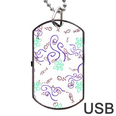 Fish Lilies Sea Aquatic Flowers Algae Bubble Animal Wildlife Nature Ocean Dog Tag Usb Flash (one Side) by Bedest