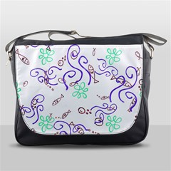 Fish Lilies Sea Aquatic Flowers Algae Bubble Animal Wildlife Nature Ocean Messenger Bag by Bedest