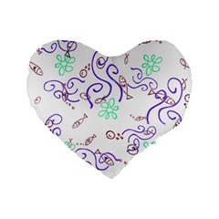 Fish Lilies Sea Aquatic Flowers Algae Bubble Animal Wildlife Nature Ocean Standard 16  Premium Heart Shape Cushions by Bedest