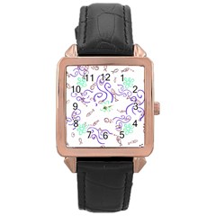 Fish Lilies Sea Aquatic Flowers Algae Bubble Animal Wildlife Nature Ocean Rose Gold Leather Watch  by Bedest