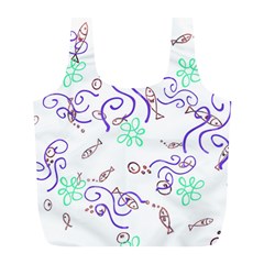 Fish Lilies Sea Aquatic Flowers Algae Bubble Animal Wildlife Nature Ocean Full Print Recycle Bag (l) by Bedest