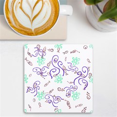 Fish Lilies Sea Aquatic Flowers Algae Bubble Animal Wildlife Nature Ocean Uv Print Square Tile Coaster  by Bedest