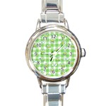 Frog Cartoon Pattern Cloud Animal Cute Seamless Round Italian Charm Watch Front