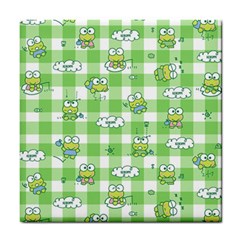 Frog Cartoon Pattern Cloud Animal Cute Seamless Tile Coaster by Bedest