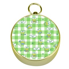 Frog Cartoon Pattern Cloud Animal Cute Seamless Gold Compasses by Bedest