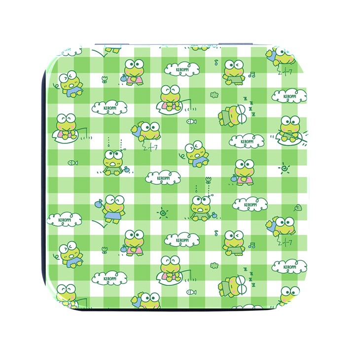 Frog Cartoon Pattern Cloud Animal Cute Seamless Square Metal Box (Black)