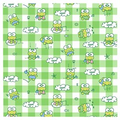 Frog Cartoon Pattern Cloud Animal Cute Seamless Wooden Puzzle Square by Bedest