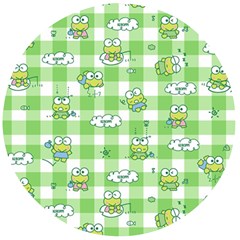 Frog Cartoon Pattern Cloud Animal Cute Seamless Wooden Bottle Opener (round) by Bedest