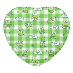 Frog Cartoon Pattern Cloud Animal Cute Seamless Heart Glass Fridge Magnet (4 Pack) by Bedest