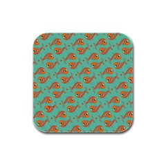 Cute Fish Underwater Sea Ocean Nature Aquarium Goldfish Marine Water Rubber Square Coaster (4 Pack) by Bedest