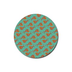 Cute Fish Underwater Sea Ocean Nature Aquarium Goldfish Marine Water Rubber Round Coaster (4 Pack) by Bedest