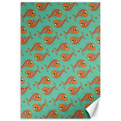 Cute Fish Underwater Sea Ocean Nature Aquarium Goldfish Marine Water Canvas 12  X 18  by Bedest