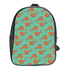 Cute Fish Underwater Sea Ocean Nature Aquarium Goldfish Marine Water School Bag (xl) by Bedest