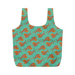 Cute Fish Underwater Sea Ocean Nature Aquarium Goldfish Marine Water Full Print Recycle Bag (m) by Bedest