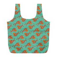 Cute Fish Underwater Sea Ocean Nature Aquarium Goldfish Marine Water Full Print Recycle Bag (l) by Bedest