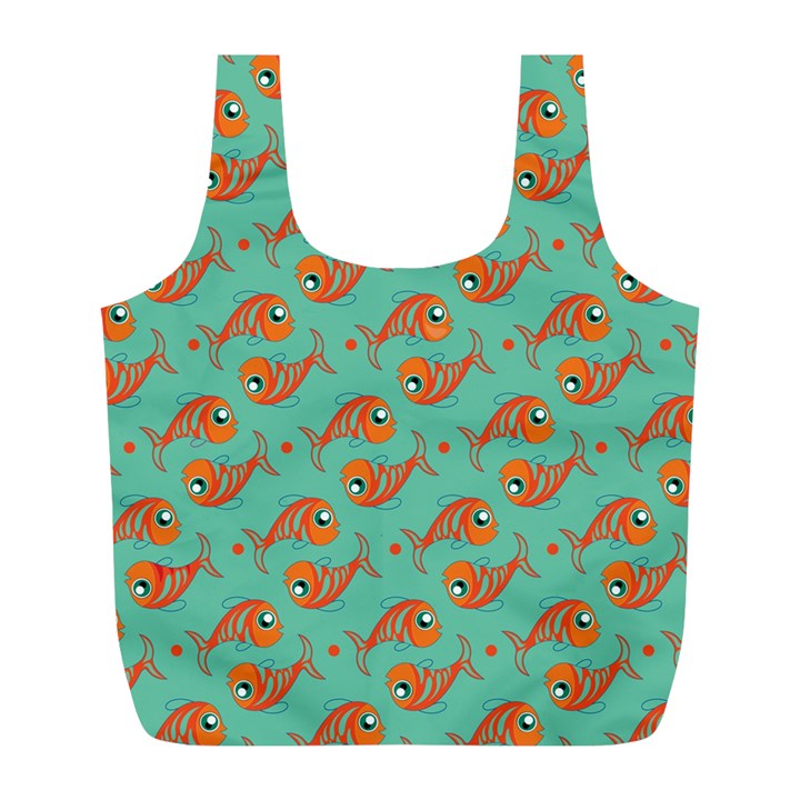 Cute Fish Underwater Sea Ocean Nature Aquarium Goldfish Marine Water Full Print Recycle Bag (L)