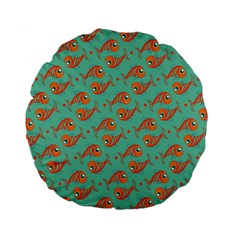 Cute Fish Underwater Sea Ocean Nature Aquarium Goldfish Marine Water Standard 15  Premium Flano Round Cushions by Bedest