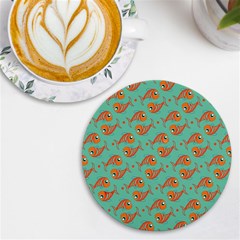 Cute Fish Underwater Sea Ocean Nature Aquarium Goldfish Marine Water Uv Print Round Tile Coaster by Bedest