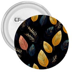 Gold Yellow Leaves Fauna Dark Background Dark Black Background Black Nature Forest Texture Wall Wall 3  Buttons by Bedest