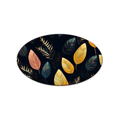 Gold Yellow Leaves Fauna Dark Background Dark Black Background Black Nature Forest Texture Wall Wall Sticker Oval (10 Pack) by Bedest