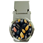 Gold Yellow Leaves Fauna Dark Background Dark Black Background Black Nature Forest Texture Wall Wall Money Clip Watches Front