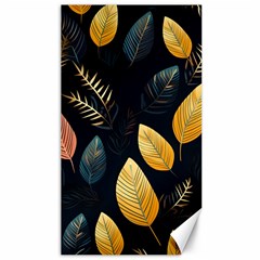 Gold Yellow Leaves Fauna Dark Background Dark Black Background Black Nature Forest Texture Wall Wall Canvas 40  X 72  by Bedest