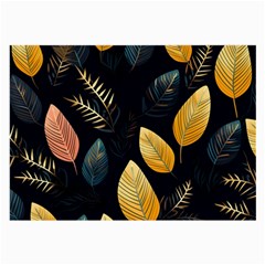 Gold Yellow Leaves Fauna Dark Background Dark Black Background Black Nature Forest Texture Wall Wall Large Glasses Cloth (2 Sides) by Bedest