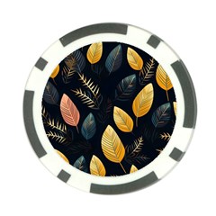 Gold Yellow Leaves Fauna Dark Background Dark Black Background Black Nature Forest Texture Wall Wall Poker Chip Card Guard by Bedest