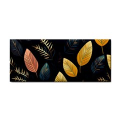 Gold Yellow Leaves Fauna Dark Background Dark Black Background Black Nature Forest Texture Wall Wall Hand Towel by Bedest