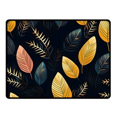 Gold Yellow Leaves Fauna Dark Background Dark Black Background Black Nature Forest Texture Wall Wall Fleece Blanket (small) by Bedest