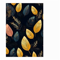 Gold Yellow Leaves Fauna Dark Background Dark Black Background Black Nature Forest Texture Wall Wall Small Garden Flag (two Sides) by Bedest