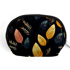 Gold Yellow Leaves Fauna Dark Background Dark Black Background Black Nature Forest Texture Wall Wall Accessory Pouch (medium) by Bedest