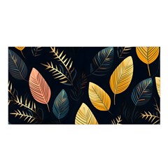 Gold Yellow Leaves Fauna Dark Background Dark Black Background Black Nature Forest Texture Wall Wall Satin Shawl 45  X 80  by Bedest