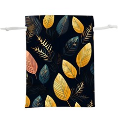 Gold Yellow Leaves Fauna Dark Background Dark Black Background Black Nature Forest Texture Wall Wall Lightweight Drawstring Pouch (xl) by Bedest