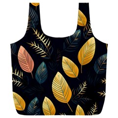 Gold Yellow Leaves Fauna Dark Background Dark Black Background Black Nature Forest Texture Wall Wall Full Print Recycle Bag (xxl) by Bedest