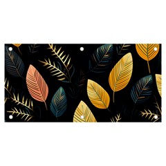 Gold Yellow Leaves Fauna Dark Background Dark Black Background Black Nature Forest Texture Wall Wall Banner And Sign 6  X 3  by Bedest