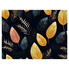 Gold Yellow Leaves Fauna Dark Background Dark Black Background Black Nature Forest Texture Wall Wall Premium Plush Fleece Blanket (extra Small) by Bedest