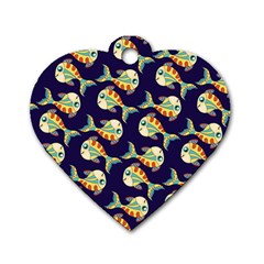 Fish Abstract Animal Art Nature Texture Water Pattern Marine Life Underwater Aquarium Aquatic Dog Tag Heart (two Sides) by Bedest