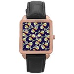 Fish Abstract Animal Art Nature Texture Water Pattern Marine Life Underwater Aquarium Aquatic Rose Gold Leather Watch  Front