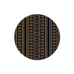 Background Art Pattern Design Rubber Round Coaster (4 Pack) by Bedest