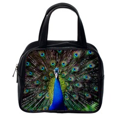 Peacock Bird Feathers Pheasant Nature Animal Texture Pattern Classic Handbag (one Side) by Bedest