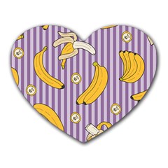 Pattern Bananas Fruit Tropical Seamless Texture Graphics Heart Mousepad by Bedest