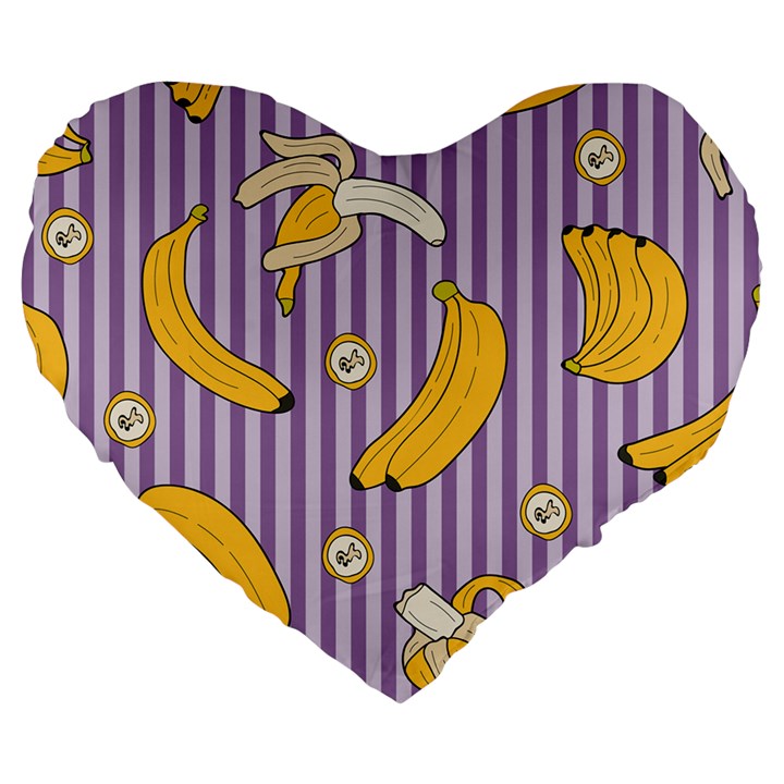 Pattern Bananas Fruit Tropical Seamless Texture Graphics Large 19  Premium Heart Shape Cushions