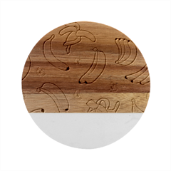 Pattern Bananas Fruit Tropical Seamless Texture Graphics Marble Wood Coaster (round) by Bedest