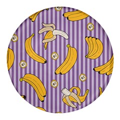 Pattern Bananas Fruit Tropical Seamless Texture Graphics Round Glass Fridge Magnet (4 Pack) by Bedest