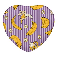 Pattern Bananas Fruit Tropical Seamless Texture Graphics Heart Glass Fridge Magnet (4 Pack) by Bedest