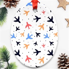 Airplane Pattern Plane Aircraft Fabric Style Simple Seamless Ornament (oval) by Bedest